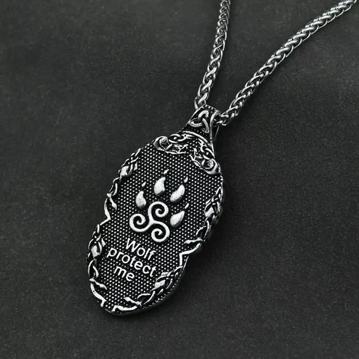 Collier pour homme avec symboles Triskelion, Valknut, tête de loup, amulette Viking Odin, talisman de protection, bijoux.