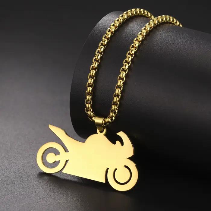 Collier Moto pour Homme Femme Père Motard Pilote de Course en Acier Inoxydable Chaîne Robuste Bijou Punk Cadeau