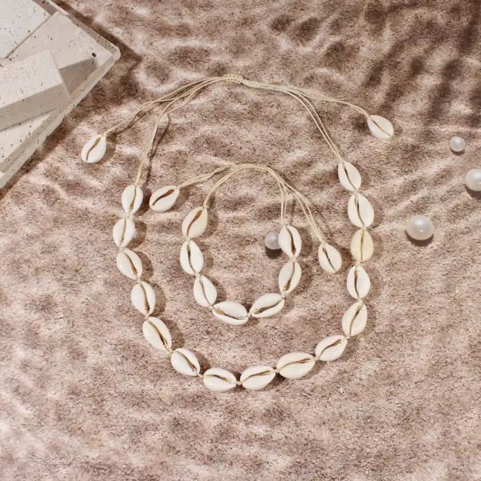 Bohème hawaïen coquillage de mer Bracelet collier bijoux bohème corde chaîne collier femmes été océan collier collier cadeau