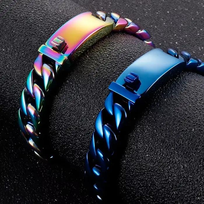 Gourmette JOOn en Acier Inoxydable pour Homme, Bijoux Poli et Brossé, Bracelet Classique, 12mm, SION L
