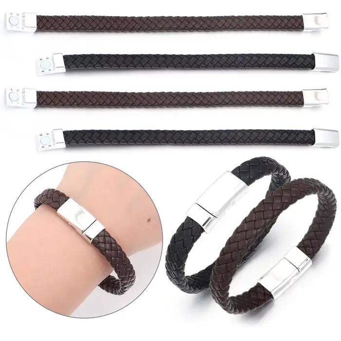 Bracelet en corde de cuir tissé Simple