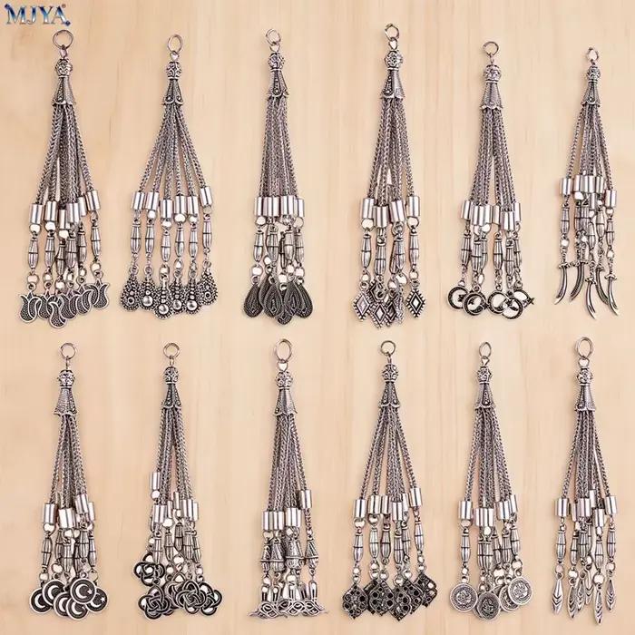 Pendentif long à pompon MJYA, breloque décorative ethnique pour la fabrication de bijoux, fournitures et accessoires pour la fabrication de chapelets religieux DIY