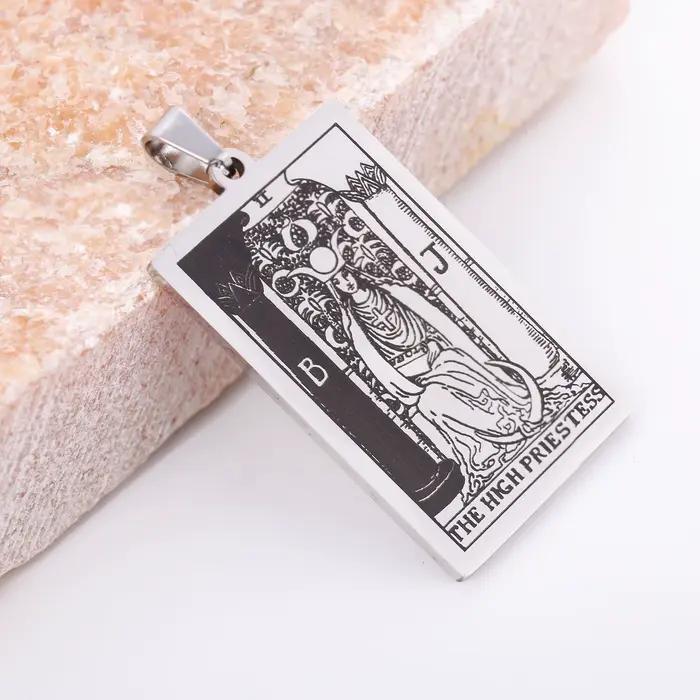 22 cartes de Tarot collier pendentif en acier inoxydable arcanes majeurs Divination breloques pour bijoux collier personnalisé faisant cadeau bricolage