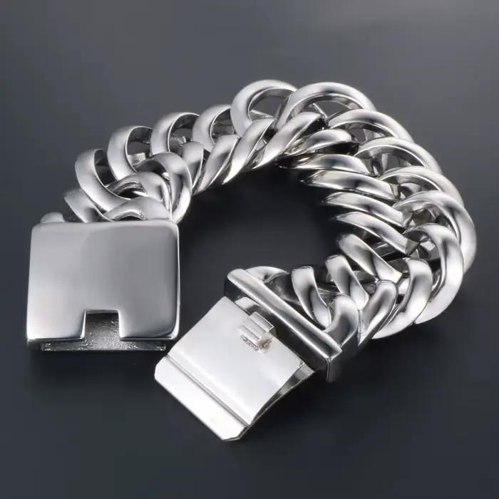 Bracelet gourmette néo-gothique en acier inoxydable robuste pour homme occasion fête cadeau amitié motard