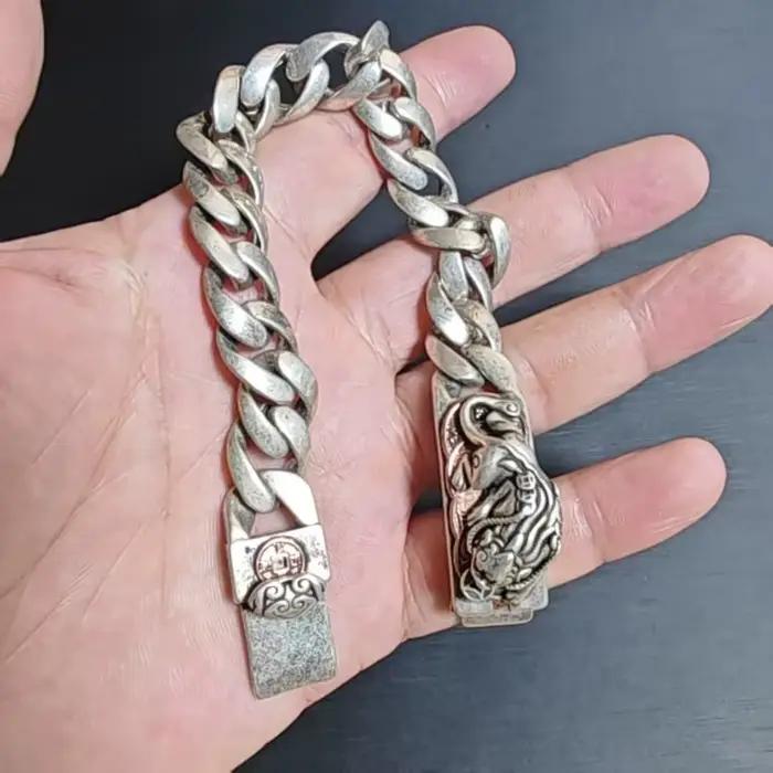 Bracelet pour homme en argent vieilli