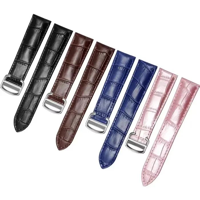 Bracelet de montre en cuir véritable pour Cartier Tank Solo, Bracelet de mode pour hommes et femmes, bracelets de montre de remplacement 14mm 16mm 18mm 20mm 22mm