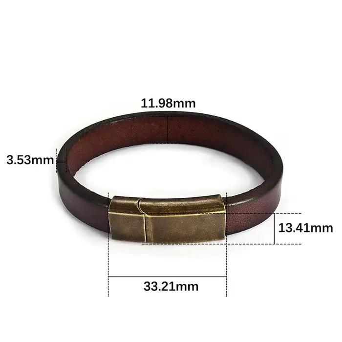 Bracelet en cuir tressé marron Punk pour hommes et femmes, fermoir magnétique en acier inoxydable, à la mode, 18.5/20.5/22.5cm, bijoux cadeaux