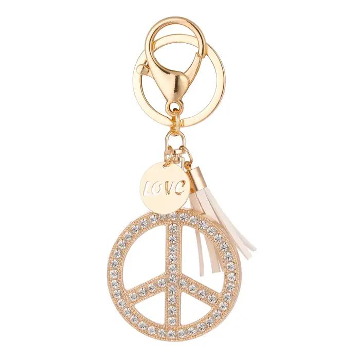 EASYA-Porte-Clés avec Signe de Paix, Pendentif à Glands du Monde de l'AMOUR, Souvenirs, Cadeaux pour Amis