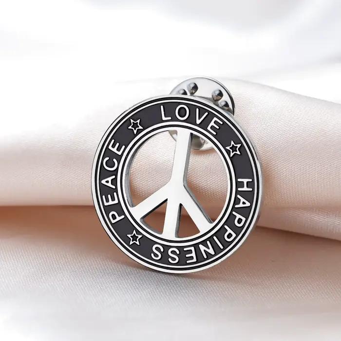 Teamer amour paix symbole broche en acier inoxydable épinglette pour femme homme bonheur pacifisme contre la guerre accessoires bijoux cadeau