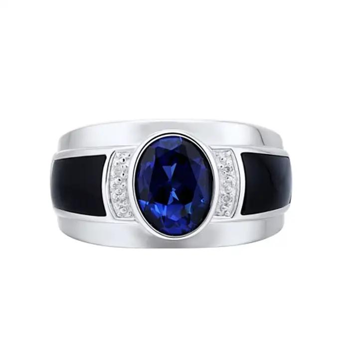 Bague ovale en argent Sterling 925 pour hommes, accessoires de fiançailles, cristal Cool, océan bleu, réglable, cadeau de bijoux, tendance
