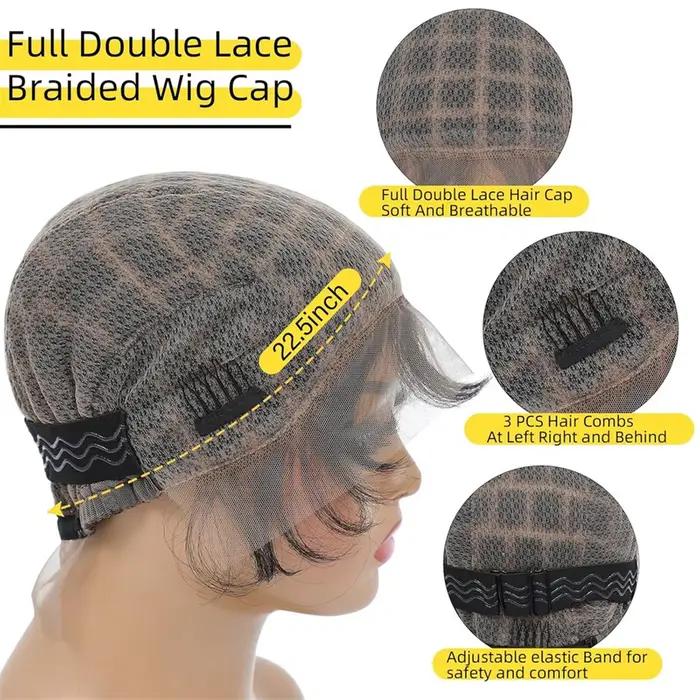 Bonnet de perruque tressé chaud-bonnet de perruque au crochet double dentelle complète avec des cheveux de bébé-bonnet de dentelle respirant pour les femmes noires tressé sans colle