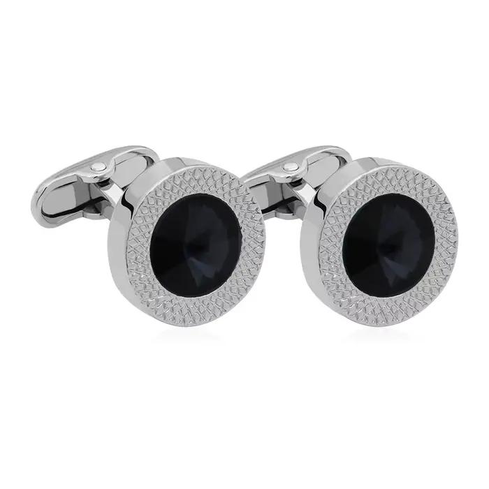 Boutons de manchette de Style Business de luxe, ronds personnalisés en Zircon cubique, bouton de manchette de chemise formelle pour hommes, accessoires de mariage, bijoux