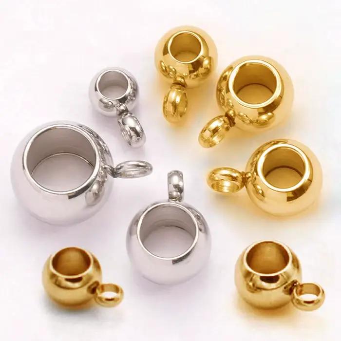 Perles d'espacement en acier inoxydable, pendentif, breloques, fermoirs, perles de bail de document en or pour bijoux à bricoler soi-même, résultats exécutifs, trou de 2-4mm, 10 pièces
