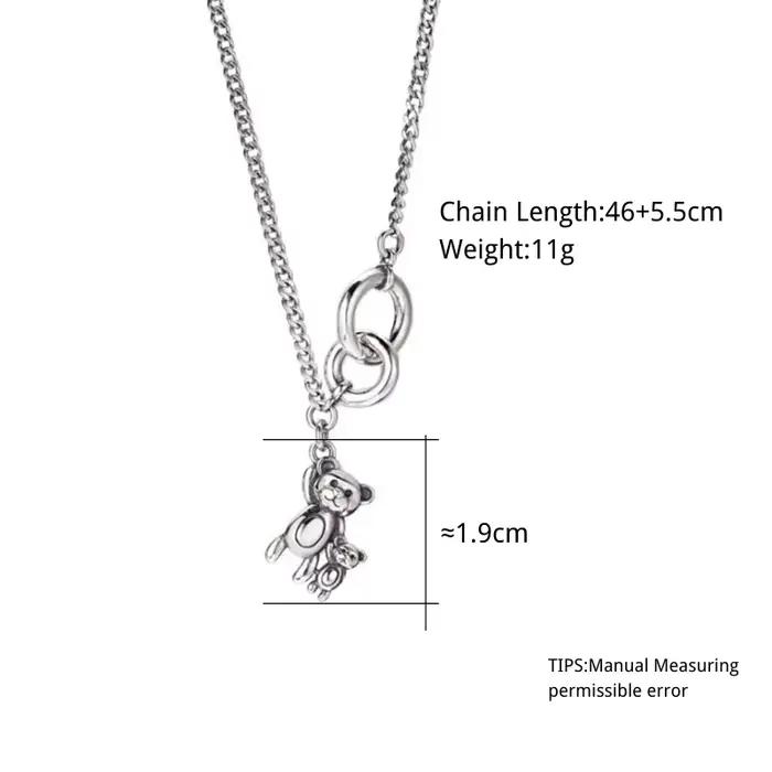 Collier en cuivre poli avec pendentif zircone cubique en forme de petit ours vintage pour femmes occasions spéciales