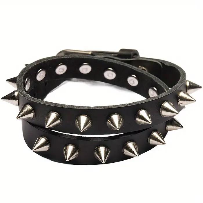 Bracelet en cuir fait main pour homme, style moto, à double rangée de rivets, idéal pour un usage quotidien, accessoire de mode