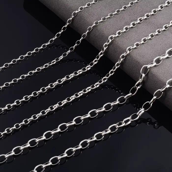 Collier Rolo en Acier Inoxydable pour Femme et Homme, Lien Ovale O JOon, Tour de Cou, Argent, Document, Métal, Bijoux, Accessoires de Bricolage