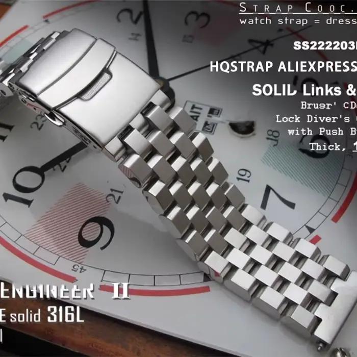 Bracelet en acier inoxydable massif, 20mm 22mm 24mm, Bracelet de remplacement pour montre intelligente, pour hommes d'affaires, outil métallique