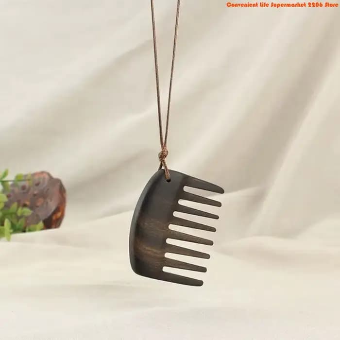 Collier pendentif peigne en bois E06E