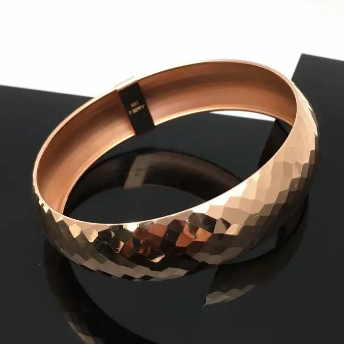Bracelet large losange brillant pour hommes et femmes, plaqué or violet, or rose 14 carats, style hip hop, bijoux de fête, nouvelle mode, 585
