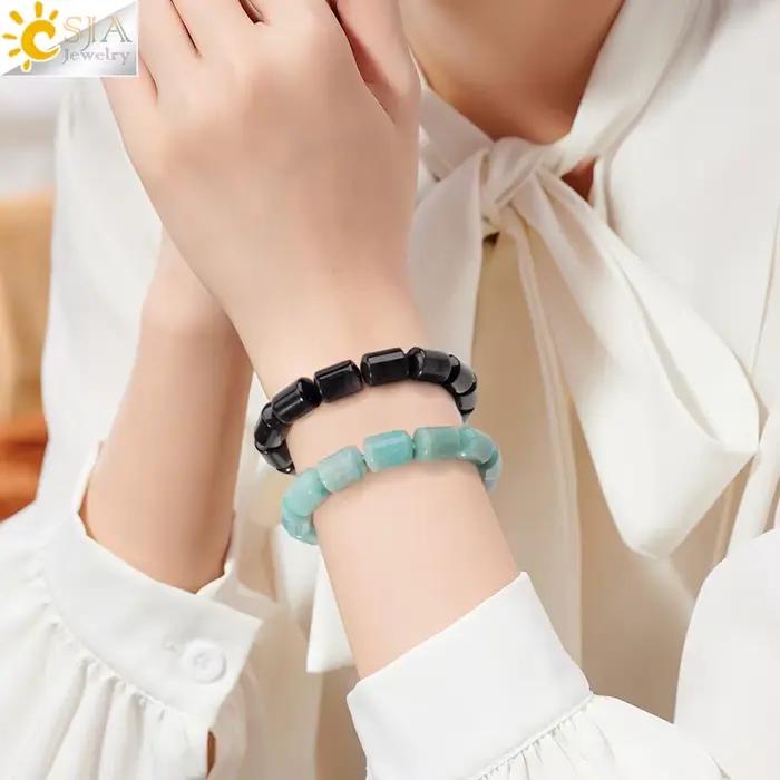 CSJA – Bracelet en cristal fait à la main pour femmes et hommes, breloque vintage, bracelet en pierre naturelle, bijoux à la mode, accessoire H870