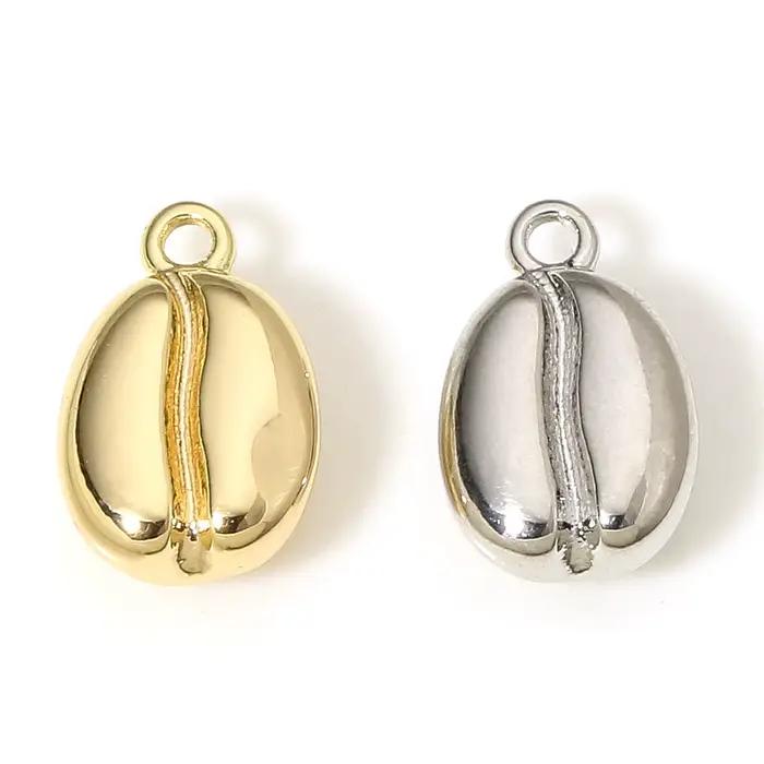 Breloques en forme de grain de café en laiton plaqué or, pendentifs de Style alimentaire 3D pour collier à faire soi-même, résultats de fabrication de bijoux, 11.5x7mm, 2 pièces