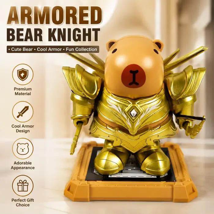 Figurine de Chevalier Capybara Doré Magnétique, Modèle d'Assemblage Magnétique de Guerrier à Épée Lourde, Ornement de Bureau Mignon à Collectionner G
