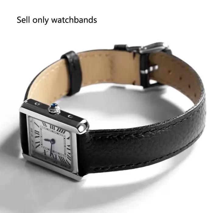 Bracelet de montre en cuir véritable pour Cartier Tank London Solo, bracelet de montre en cuir de vache texturé Lychee pour hommes et femmes, 16 20 22 23 25mm