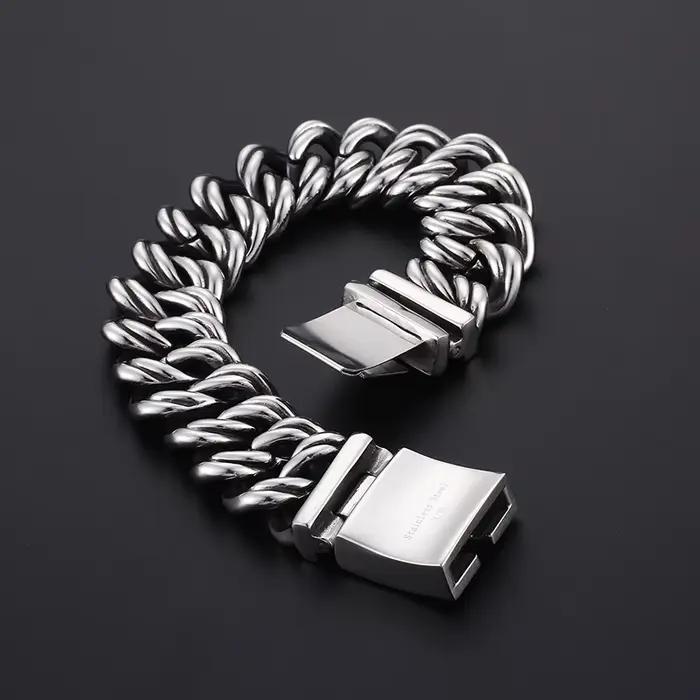 Chaîne en acier inoxydable de 22MM pour hommes, bracelets de poignet, bijoux de motard, bracelets pour hommes, cadeau pour petit ami