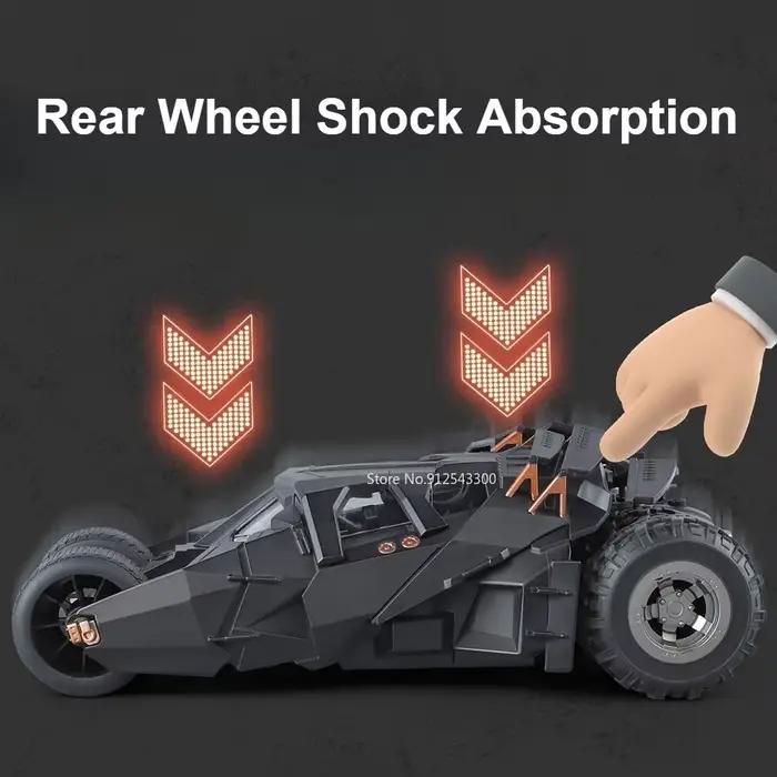 Modèle de voiture Batmobile à grande échelle, jouet, le chevalier noir, trilogie, son, lumière, pulvérisation market, alliage, modèles de véhicules, ornements, cadeaux, 1:18