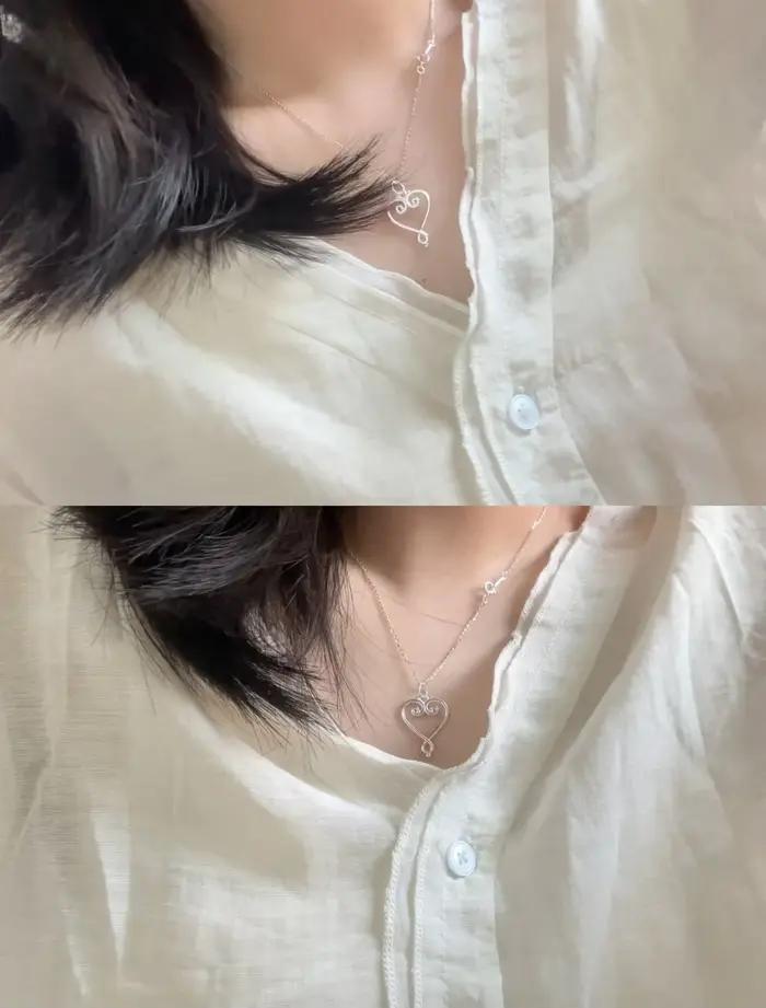 Collier de style identique à celui de ARin du groupe de filles coréen OH MY GIRL, collier d'amour de haute qualité, chaîne de clavicule féminine haut de gamme