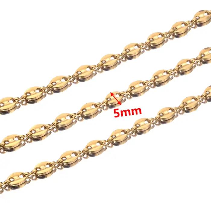 Chaînes à maillons Mariner en acier inoxydable de 1 mètre, couleur or, pour hommes et femmes, collier, Bracelet, fabrication de chaînes en grains de café, vente en gros