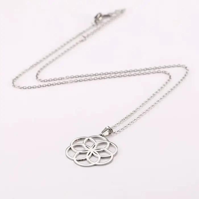 Collier fleur de vie HIPEE pour femmes et filles, collier en acier inoxydable, bijoux cadeau