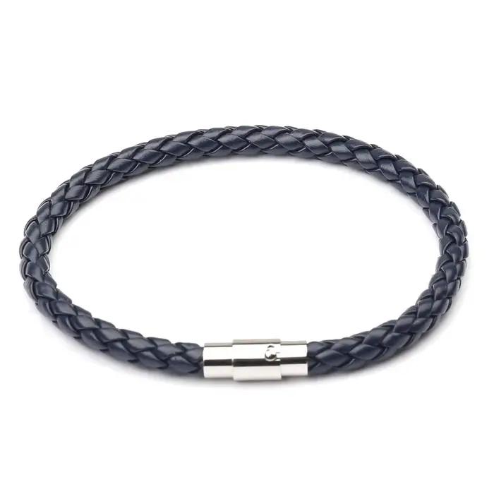 Bracelet en cuir tressé coloré pour hommes et femmes, 21cm, Punk, breloque en acier inoxydable, bijoux de Couple, tendance, été