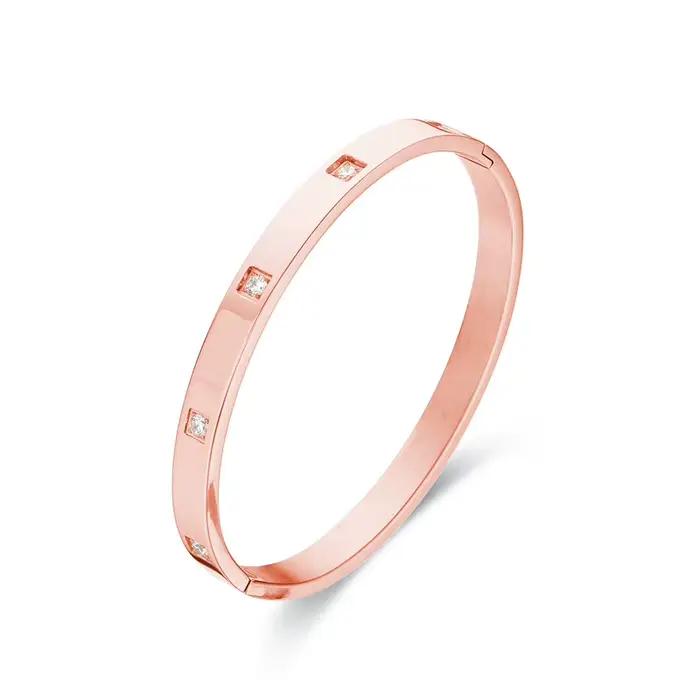 FYSARA nouveau Bracelet circulaire en Zircon carré incrusté d'acier inoxydable pour les femmes bijoux d'anniversaire livraison directe en gros