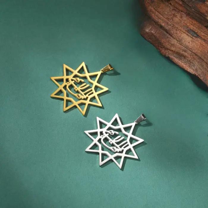 Jeshayuan calligraphie persane Farsi Parsi pendentif femmes neuf points Bahai bahaisme étoile breloques en acier inoxydable bijoux cadeau