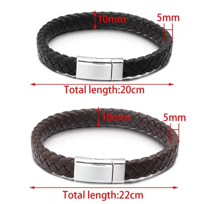 Bracelet en corde de cuir tissé Simple