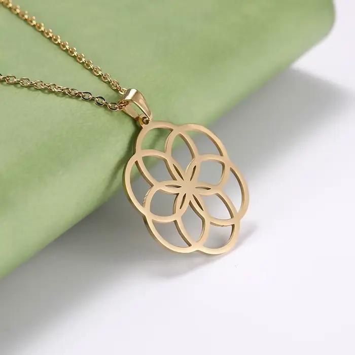 Collier fleur de vie HIPEE pour femmes et filles, collier en acier inoxydable, bijoux cadeau