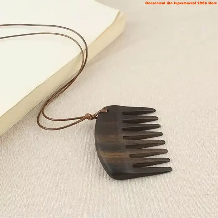 Collier pendentif peigne en bois E06E
