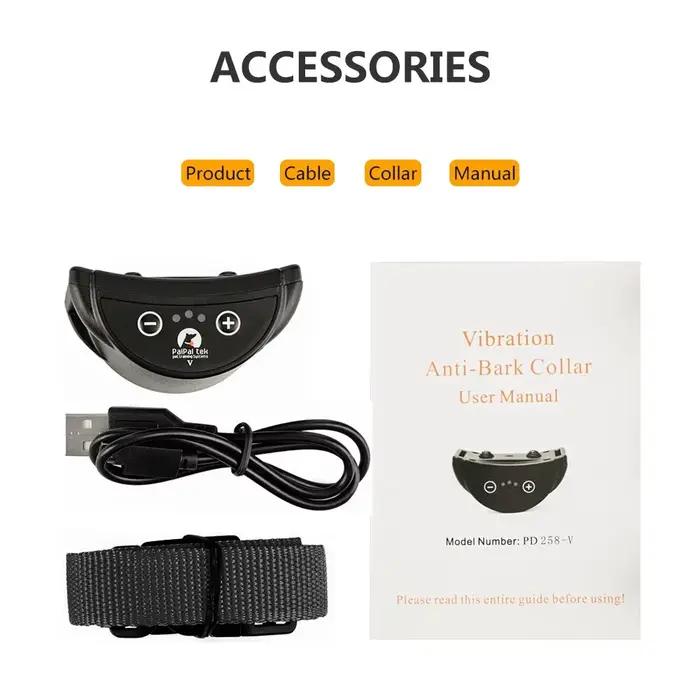 Collier Anti-Aboiement Rechargeable pour Chien, Accessoire d'Entraînement par Vibration pour Petit et Moyen Gabarit