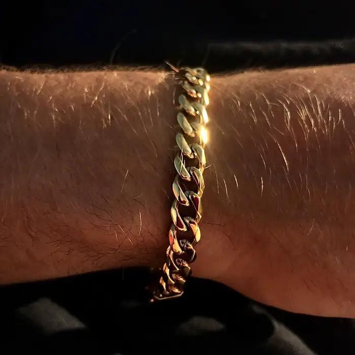 Bracelets à chaîne cubaine couleur or pour hommes, bracelet à maillons de chaîne en acier inoxydable 6/8/10/12MM, cadeau de bijoux Hip Hop décontracté pour hommes