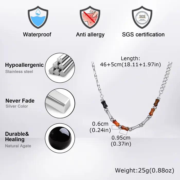 Collier en bambou d'acier inoxydable pour hommes