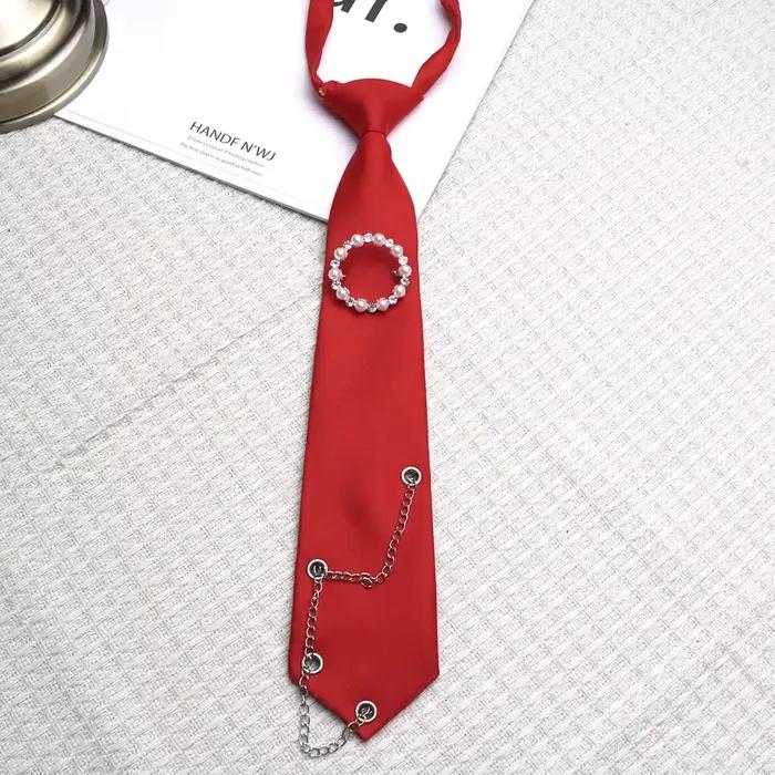 Décoration de chaîne de perles, pas besoin de nouer, style JK pour filles, style universitaire, simple et tendance, accessoires de chemise polyvalents