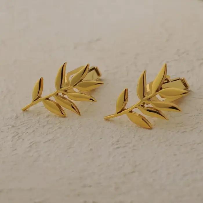 Boutons de manchette personnalisés à motif de branche d'olivier