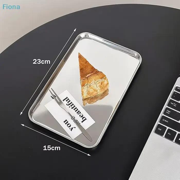 ♤ Plateau de service en acier inoxydable - Plateau métallique minimaliste pour la présentation de nourriture et de boissons à la maison ou lors de fêtes