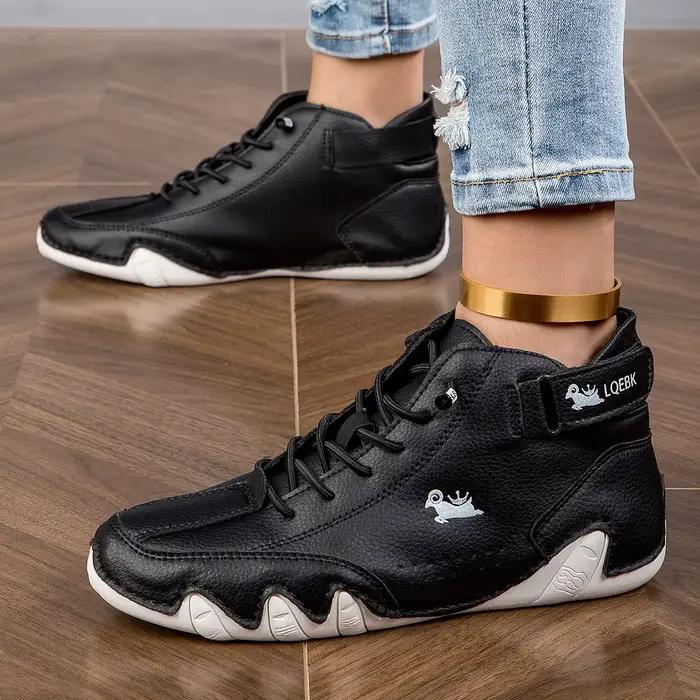 Bottines pour femmes en plein air confortable décontracté baskets hautes de luxe femmes chaussures imperméable en cuir chaussures courtes de marche