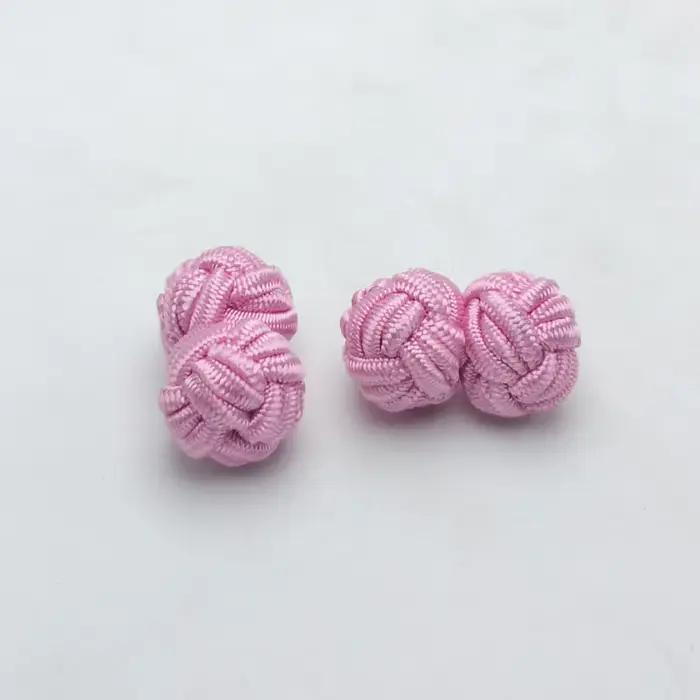 HUISHI – boutons de manchette classiques haut de gamme pour hommes, faits à la main, Double corde, nœud boule, forme ronde, tissu élastique multicolore