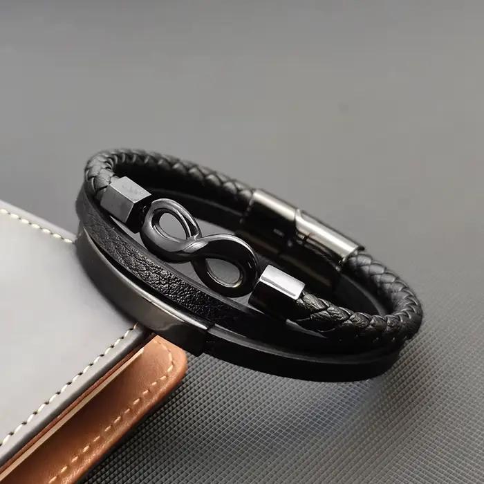 Nouveau Bracelet infini à 8 symboles pour hommes