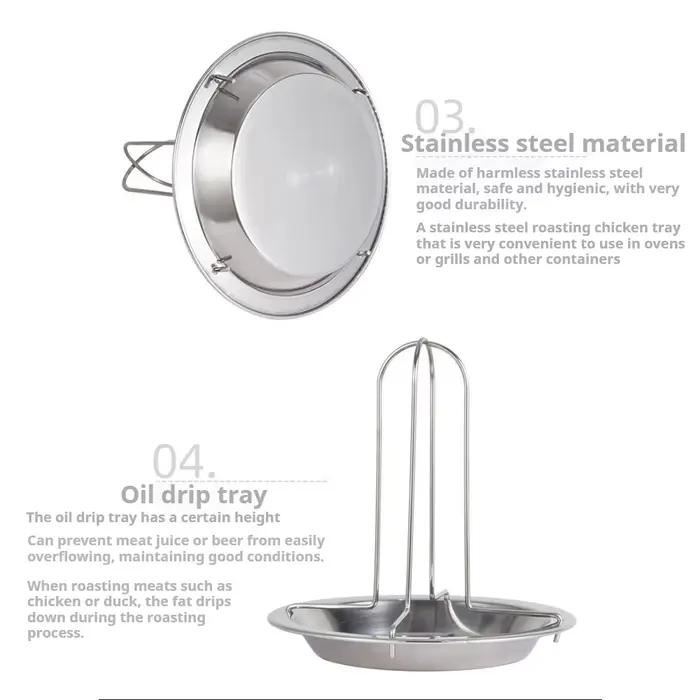 Support de rôtissoire Vertical pour poulet en acier inoxydable, avec plateau d'égouttage, outils de gril pour rôtir du poulet, dinde, canard, fournitures de cuisine