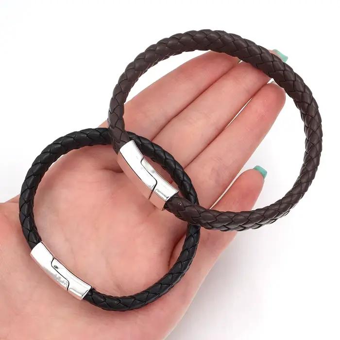 Bracelet en corde de cuir tissé Simple
