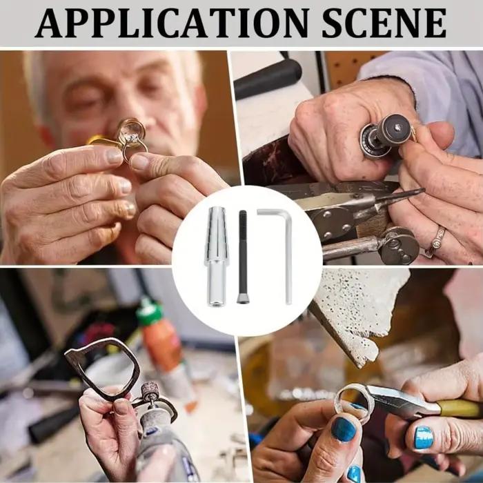 Kit d'agrandissement de bagues avec axe central, outil de modification de taille réglable 7-14 pour le façonnage et la réparation de bagues, outils d'artisanat